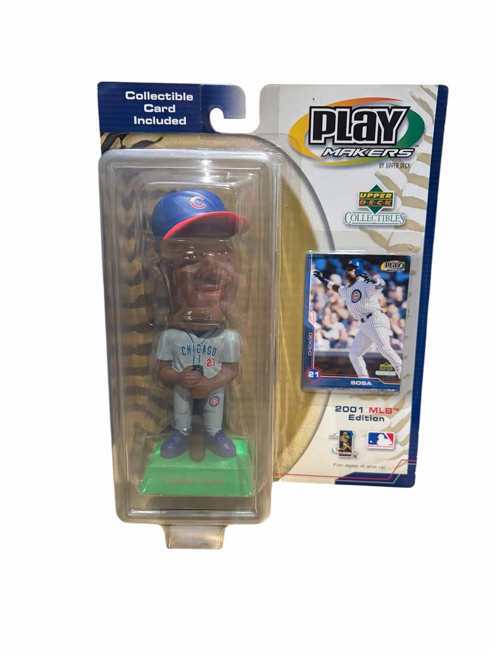 Upper Deck PlayMakers Sammy Sosa Bobblehead Figure w/ Collectible Card 2001 MLB